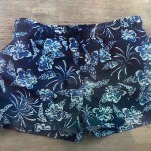 Floral Blue Kids Swim Trunks